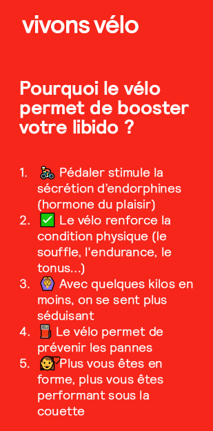 4 effets bénéfiques du vélo sur la libido - Vivons Vélo